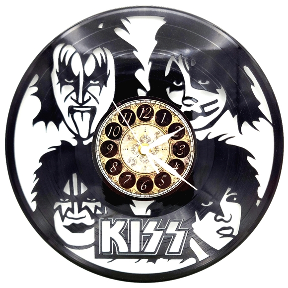 KISS vinyl record clock    cd - Picture 1 of 2